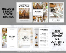 Load image into Gallery viewer, Lake House Welcome Book Template, Editable Canva Airbnb Welcome Guide, Air bnb House manual eBook, Host signs, Signage, VRBO Vacation Rental | Mono
