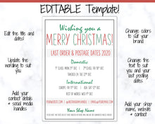 Load image into Gallery viewer, Last Posting Dates Christmas Packaging Care Card. Order in time! Domestic Shipping, International, Package, Last Orders, Xmas Gift, Holidays
