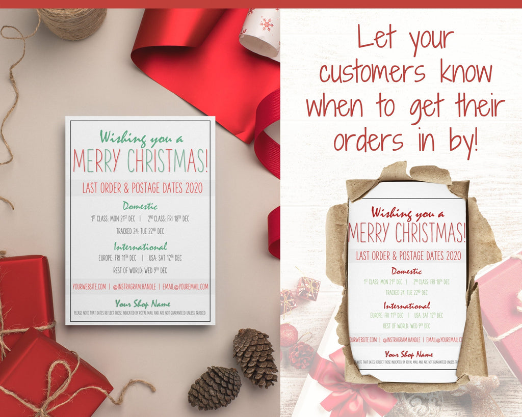 Last Posting Dates Christmas Packaging Care Cards