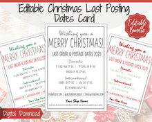 Load image into Gallery viewer, Last Posting Dates Christmas Packaging Care Card. Order in time! Domestic Shipping, International, Package, Last Orders, Xmas Gift, Holidays
