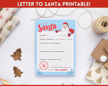 Load image into Gallery viewer, Letter to Santa Claus, BLUE Kids Christmas Wish List Printable, Father Christmas Letter, Dear Santa Letter, Holidays, North Pole Mail, Nice List
