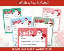 Load image into Gallery viewer, Letter to Santa Claus, BLUE Kids Christmas Wish List Printable, Father Christmas Letter, Dear Santa Letter, Holidays, North Pole Mail, Nice List
