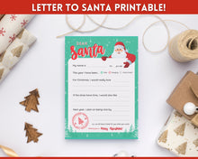Load image into Gallery viewer, Letter to Santa Claus, GREEN Kids Christmas Wish List Printable, Father Christmas Letter, Dear Santa Letter, Holidays, North Pole Mail, Nice List
