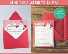 Load image into Gallery viewer, Letter to Santa Claus, PINK Kids Christmas Wish List Printable, Father Christmas Letter, Dear Santa Letter, Holidays, North Pole Mail, Nice List
