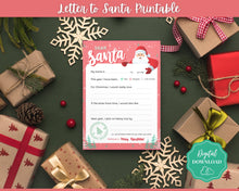 Load image into Gallery viewer, Letter to Santa Claus, PINK Kids Christmas Wish List Printable, Father Christmas Letter, Dear Santa Letter, Holidays, North Pole Mail, Nice List

