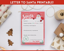 Load image into Gallery viewer, Letter to Santa Claus, RED Kids Christmas Wish List Printable, Father Christmas Letter, Dear Santa Letter, Holidays, North Pole Mail, Nice List
