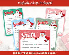 Load image into Gallery viewer, Letter to Santa Claus, RED Kids Christmas Wish List Printable, Father Christmas Letter, Dear Santa Letter, Holidays, North Pole Mail, Nice List
