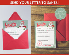 Load image into Gallery viewer, Letter to Santa Claus, SAGE Kids Christmas Wish List Printable, Father Christmas Letter, Dear Santa Letter, Holidays, North Pole Mail, Nice List
