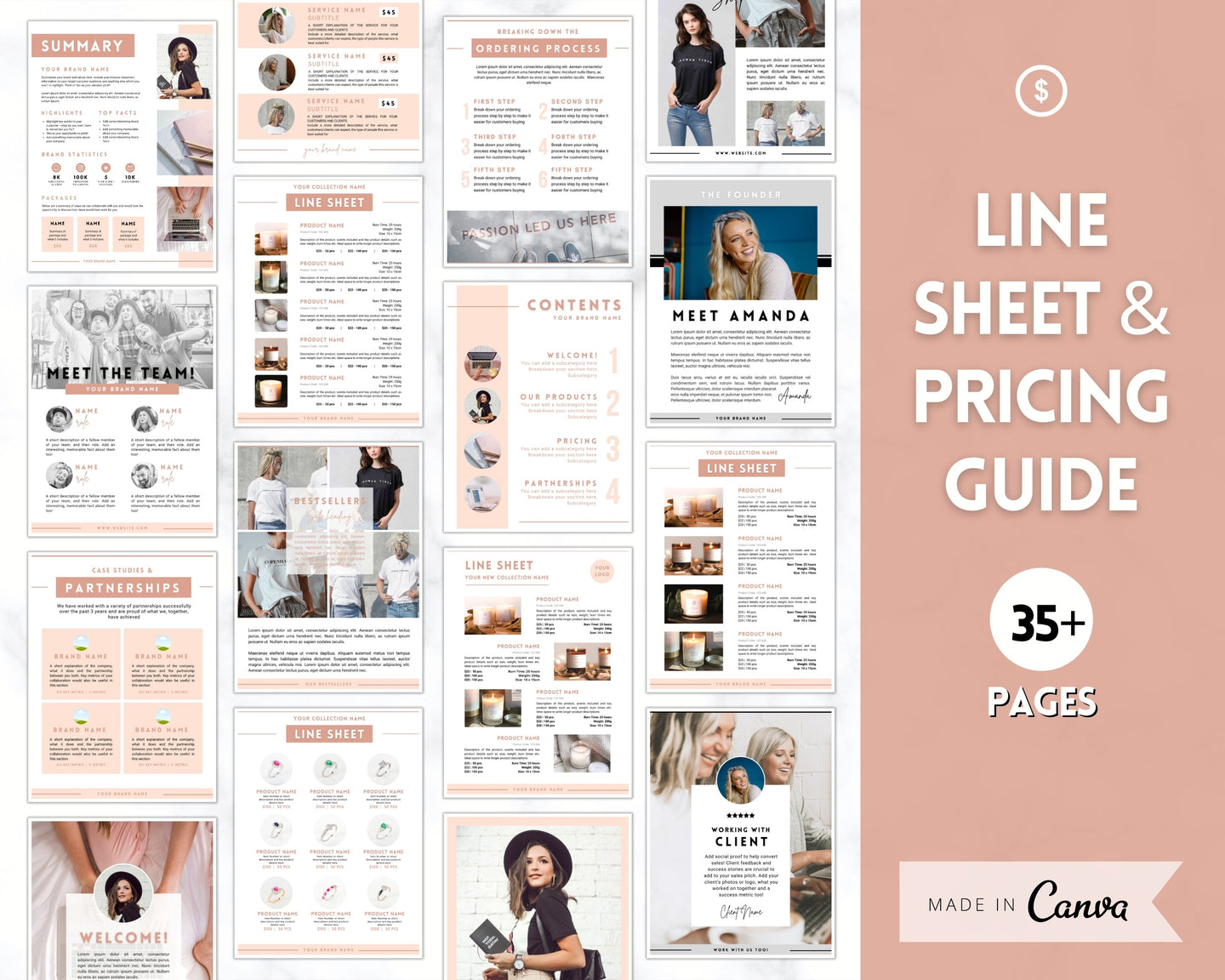 Line Sheet Template, Editable Wholesale Catalog, Pricing & Services Guide, Product Sales, Price List Template, Canva Linesheet Catalogue - Brown