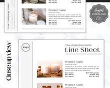Load image into Gallery viewer, Line Sheet Template, Wholesale Catalog, Editable Wholesale Template, Product Sales Sheet, Price List Template, Canva Linesheet Catalogue | Luxury
