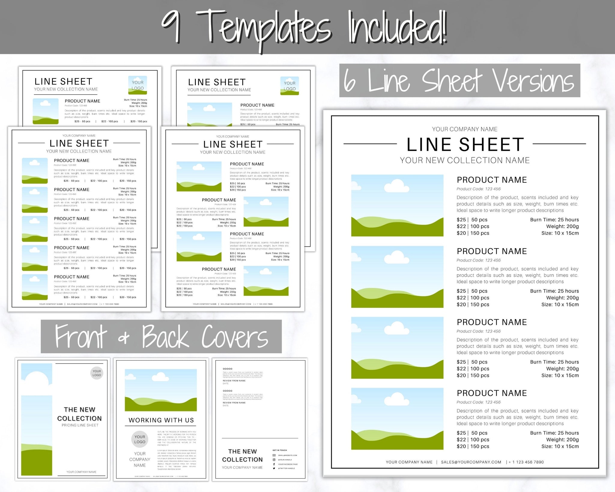 Line Sheet Template Html Editable Line Sheet Template Bundle | Pricing & Services Guide | Mono