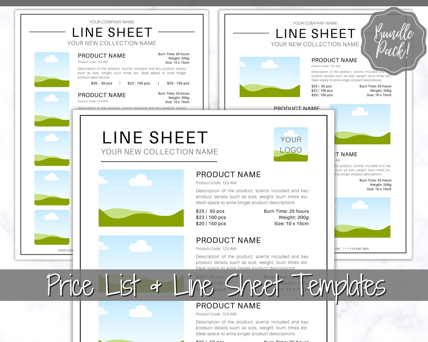Line Sheet Template, Wholesale Catalog, Editable Wholesale Template, Product Sales Sheet, Price List Template, Canva Linesheet Catalogue | Mono Style 1