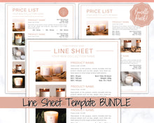 Load image into Gallery viewer, Line Sheet Template, Wholesale Catalog, Editable Wholesale Template, Product Sales Sheet, Price List Template, Canva Linesheet Catalogue | Pink Style 1
