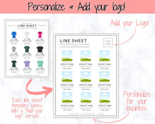 Load image into Gallery viewer, Line Sheet for Wholesale. Editable Template Catalog, Price List Template, Wholesale Template, Product Sales Sheet, Canva Linesheet Catalogue | Mono Style 2

