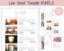 Load image into Gallery viewer, Line Sheet for Wholesale. Price List Template, Editable Candle Template Catalog, Seller shop, Product Sales Sheet, Canva Linesheet Catalogue | Pink Style 2
