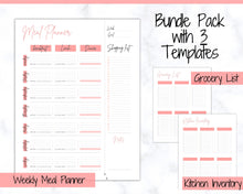 Load image into Gallery viewer, MEAL PLANNER Printable, Weekly Food Diary, Meal Tracker, Food Journal, Menu Plan &amp; Prep, Grocery List! Diet, Fitness, Health | Pink Colorful
