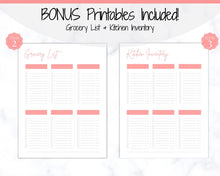 Load image into Gallery viewer, MEAL PLANNER Printable, Weekly Food Diary, Meal Tracker, Food Journal, Menu Plan &amp; Prep, Grocery List! Diet, Fitness, Health | Pink Colorful
