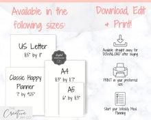 Load image into Gallery viewer, MEAL PLANNER Printable, Weekly Food Diary, Meal Tracker, Food Journal, Menu Plan &amp; Prep, Grocery List! Diet, Fitness, Health | Pink Colorful
