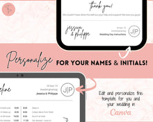 Load image into Gallery viewer, MOBILE Wedding Day Timeline Template, EDITABLE order of events, Wedding Timeline, Wedding Schedule, Wedding Day Timeline, wedding itinerary program | Mono Brit
