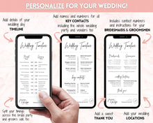 Load image into Gallery viewer, MOBILE Wedding Day Timeline Template, EDITABLE order of events, Wedding Timeline, Wedding Schedule, Wedding Day Timeline, wedding itinerary program | Mono Brit
