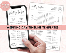 Load image into Gallery viewer, MOBILE Wedding Day Timeline Template, EDITABLE order of events, Wedding Timeline, Wedding Schedule, Wedding Day Timeline, wedding itinerary program | Mono Brit
