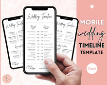 Load image into Gallery viewer, MOBILE Wedding Day Timeline Template, EDITABLE order of events, Wedding Timeline, Wedding Schedule, Wedding Day Timeline, wedding itinerary program | Mono Brit
