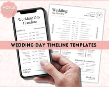 Load image into Gallery viewer, MOBILE Wedding Day Timeline Template, EDITABLE order of events, Wedding Timeline, Wedding Schedule, Wedding Day Timeline, wedding itinerary program | Mono Lux
