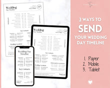 Load image into Gallery viewer, MOBILE Wedding Day Timeline Template, EDITABLE order of events, Wedding Timeline, Wedding Schedule, Wedding Day Timeline, wedding itinerary program | Mono Lux
