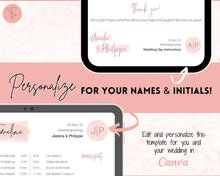 Load image into Gallery viewer, MOBILE Wedding Day Timeline Template, EDITABLE order of events, Wedding Timeline, Wedding Schedule, Wedding Day Timeline, wedding itinerary program | Pink Handwritten
