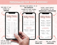 Load image into Gallery viewer, MOBILE Wedding Day Timeline Template, EDITABLE order of events, Wedding Timeline, Wedding Schedule, Wedding Day Timeline, wedding itinerary program | Pink Handwritten
