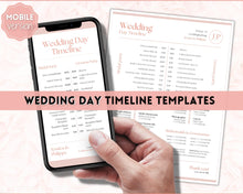 Load image into Gallery viewer, MOBILE Wedding Day Timeline Template, EDITABLE order of events, Wedding Timeline, Wedding Schedule, Wedding Day Timeline, wedding itinerary program | Pink Lux
