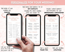 Load image into Gallery viewer, MOBILE Wedding Day Timeline Template, EDITABLE order of events, Wedding Timeline, Wedding Schedule, Wedding Day Timeline, wedding itinerary program | Pink Lux
