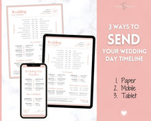 Load image into Gallery viewer, MOBILE Wedding Day Timeline Template, EDITABLE order of events, Wedding Timeline, Wedding Schedule, Wedding Day Timeline, wedding itinerary program | Pink Lux

