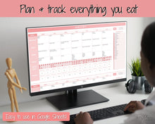 Load image into Gallery viewer, Macro Meal Planner Spreadsheet, Weekly Meal Plan Template, Meal Prep, Digital Meal Tracker, Monthly Food Diary, Printable, Grocery, Diet
