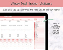 Load image into Gallery viewer, Macro Meal Planner Spreadsheet, Weekly Meal Plan Template, Meal Prep, Digital Meal Tracker, Monthly Food Diary, Printable, Grocery, Diet
