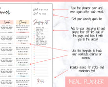 Load image into Gallery viewer, Meal Planner BUNDLE, Colorful Weekly Food Diary, Meal Tracker Printable, Daily Food Journal, Menu Plan, Prep! Grocery, Fitness Diet Wellness | Pastel Bundle 2
