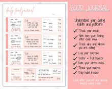 Load image into Gallery viewer, Meal Planner BUNDLE, PINK Weekly Food Diary, Meal Tracker Printable, Daily Food Journal, Menu Plan, Prep! Grocery, Fitness Diet Wellness | Pink Bundle 2
