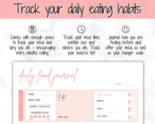 Load image into Gallery viewer, Meal Planner BUNDLE, PINK Weekly Food Diary, Meal Tracker Printable, Daily Food Journal, Menu Plan, Prep! Grocery, Fitness Diet Wellness | Pink Bundle 2
