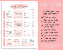 Load image into Gallery viewer, Meal Planner BUNDLE, PINK Weekly Food Diary, Meal Tracker Printable, Daily Food Journal, Menu Plan, Prep! Grocery, Fitness Diet Wellness | Watercolor Bundle 2
