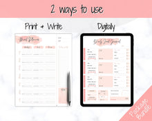 Load image into Gallery viewer, Meal Planner BUNDLE, PINK Weekly Food Diary, Meal Tracker Printable, Daily Food Journal, Menu Plan, Prep! Grocery, Fitness Diet Wellness | Watercolor Bundle 2
