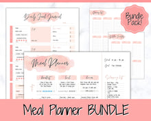Load image into Gallery viewer, Meal Planner Printable Bundle | GoodNotes Food Journal, Diet Planner Diary, Grocery List | Pink Watercolor
