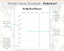 Load image into Gallery viewer, Meal Planner, Food Diary, Fitness Planner with Grocery List. Weight loss &amp; Food Journal. Weekly meal planner, workout planner, diet food log | Style 1

