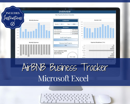 Microsoft Excel AIRBNB Business Tracker, Rental Vacation Property, Editable Spreadsheet, Monthly Annual Profit Loss, Real Estate Income Expense , Super Host