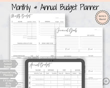 Load image into Gallery viewer, Monthly BUDGET PLANNER Template Printable. Budget Tracker with Expense, Savings, Debt Tracker. Monthly Tracker &amp; Financial Planner Insert
