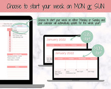 Load image into Gallery viewer, Monthly Calendar Planner Spreadsheet, Automated Template, Google Sheets, Excel, Annual, Editable To Do List, Undated Schedule, Overview - Pink
