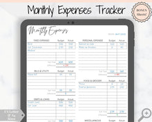 Load image into Gallery viewer, Monthly Expense Tracker Printable, Budget Planner, Budget Template, Financial Planner. Yearly Bill Tracker, Payday Finance, Monthly Expenses
