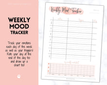 Load image into Gallery viewer, Mood Tracker BUNDLE! Printables, Monthly, Weekly, Annually, Yearly, Circular Mood Chart, Mental health, self care journal, mindfulness | Pink
