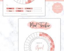 Load image into Gallery viewer, Mood Tracker BUNDLE! Printables, Monthly, Weekly, Annually, Yearly, Circular Mood Chart, Mental health, self care journal, mindfulness | Pink
