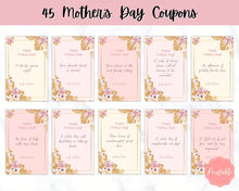 Load image into Gallery viewer, Mothers Day Gift Vouchers! Perfect last minute Gift for Mom on Mothering Sunday! 45 Printable Coupon Template, Mom Gift Card, Coupon Book
