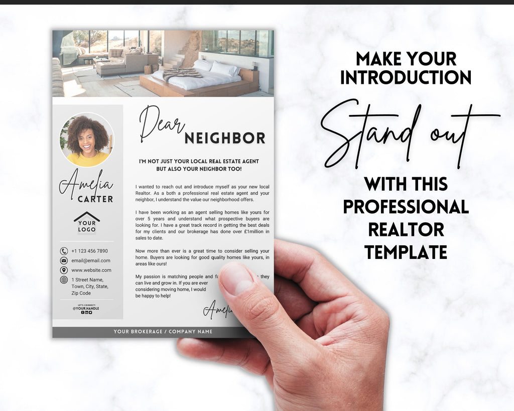 New Agent Introduction Letter Real Estate Marketing Template Mono